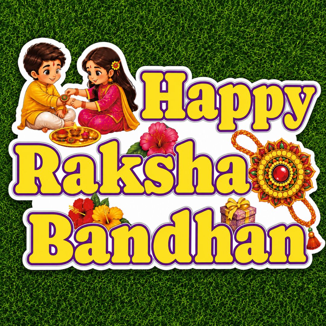 Rakshabandhan Glitter Poster with premium glitter finish featuring a sister tying Rakhi to her brother for Raksha Bandhan home, school, office, and festive wall decoration