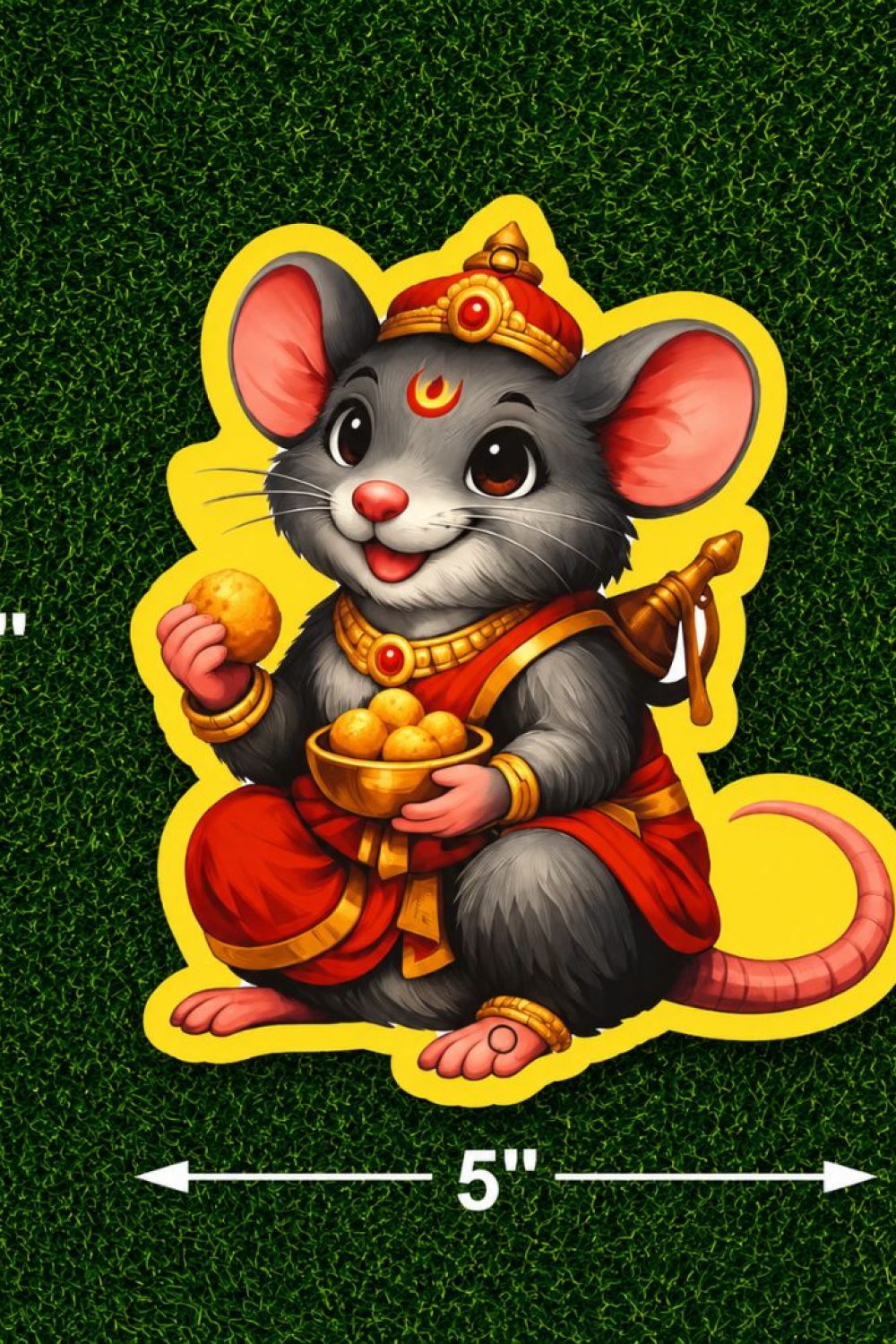 Small decorative Mushak standee with premium glitter finish and double-sided printing for Ganesh Chaturthi, temple decoration, pooja room décor, mandaps, and festive celebrations.